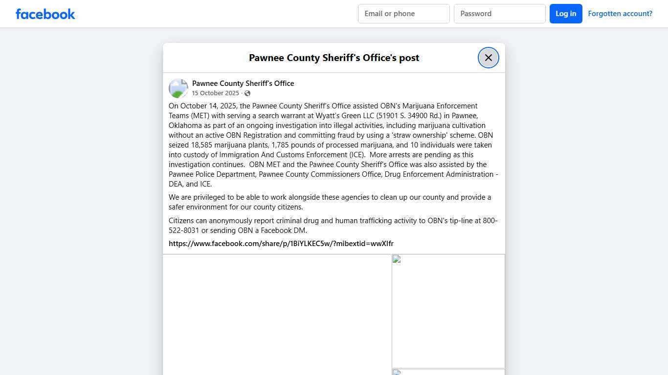 On October 14, 2025, the... - Pawnee County Sheriff's Office Facebook