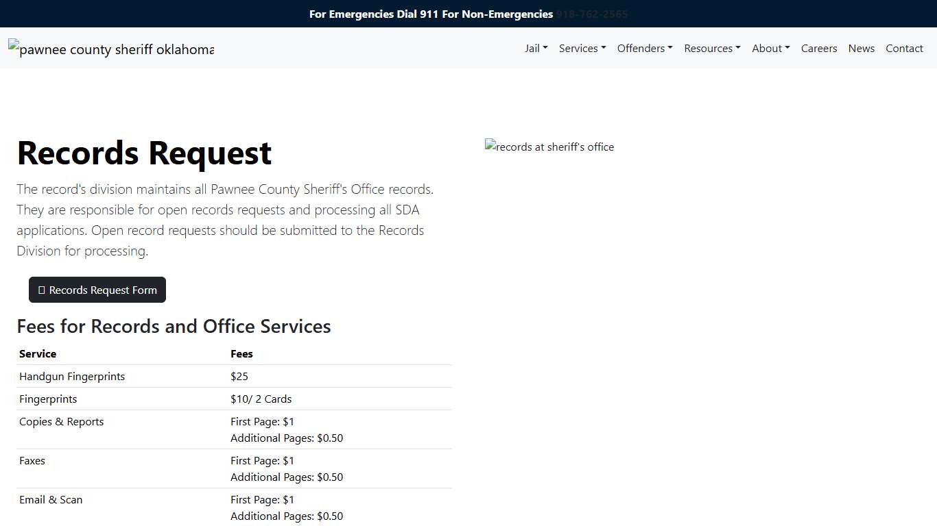 Records Pawnee County Sheriff's Office Oklahoma